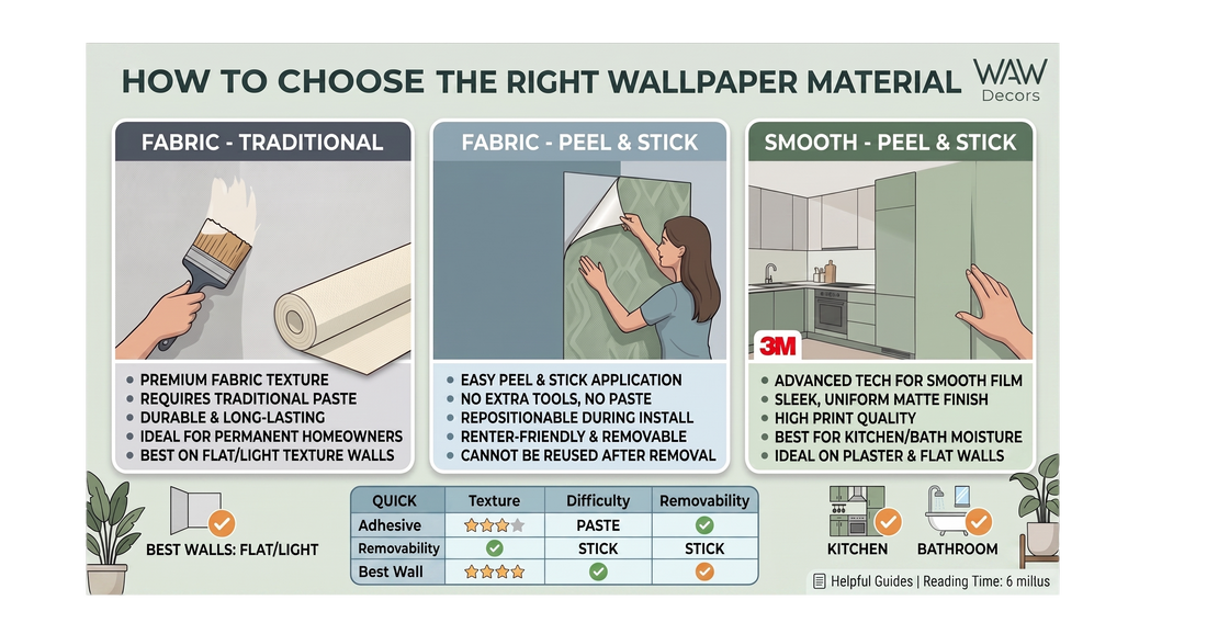 Peel & Stick, Traditional, or Vinyl? How to Choose the Right WAW Decors Material