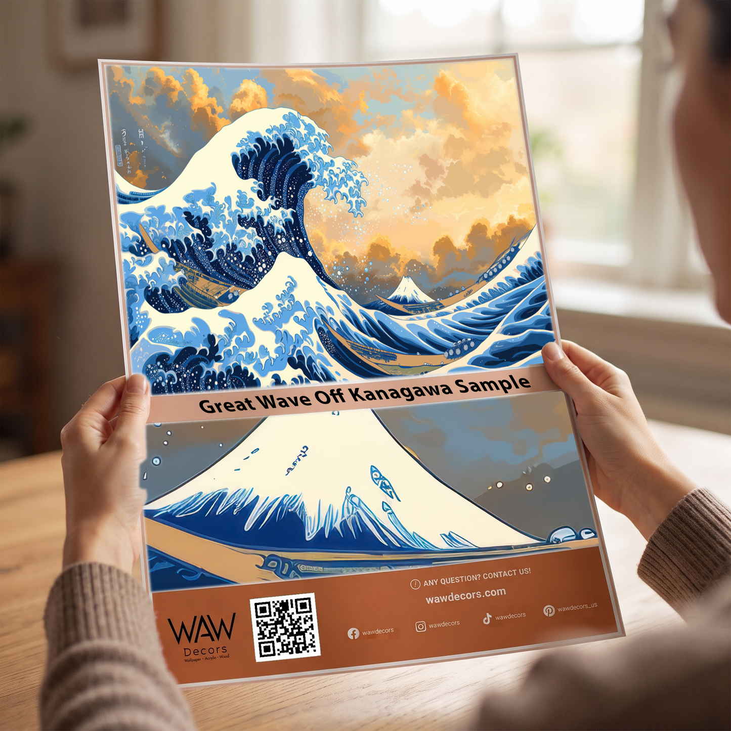Peinture murale Grande Vague de Kanagawa – Papier peint japonais Océan avec Mont Fuji