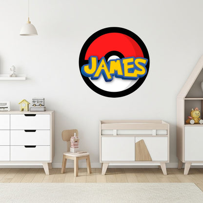 Custom Pokemon Wood Name Sign, Kids Room Pokeball Wall Decor, Personalized Nursery Wall Art, Boy Bedroom Decor