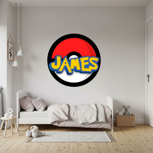 Custom Pokemon Wood Name Sign, Kids Room Pokeball Wall Decor, Personalized Nursery Wall Art, Boy Bedroom Decor