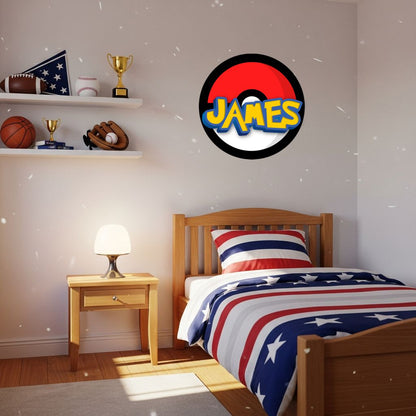 Custom Pokemon Wood Name Sign, Kids Room Pokeball Wall Decor, Personalized Nursery Wall Art, Boy Bedroom Decor