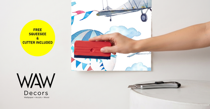 Wall size guide for custom airplane nursery wallpaper