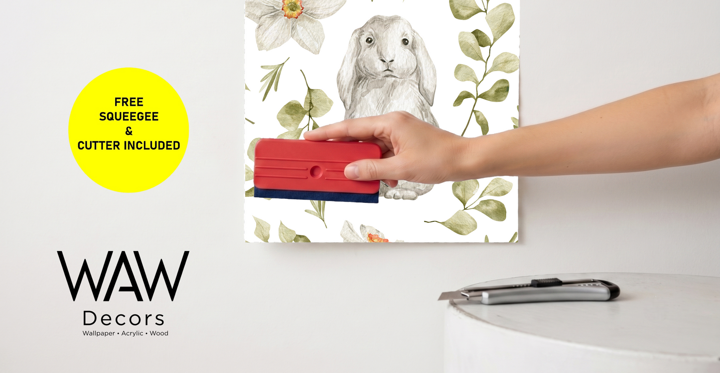 Bunny Botanical Nursery Wallpaper | Custom Peel & Stick Mural