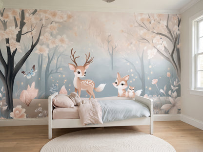 Three material options for the enchanted forest mural