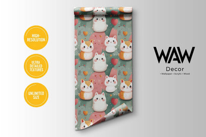 WAW Decors kawaii kittens wallpaper roll, high-resolution print in unlimited custom sizes