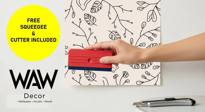 Applying the minimal line art wallpaper with the free included squeegee and cutter tools