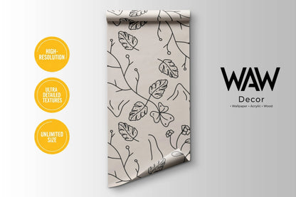 WAW Decors minimal line art wallpaper roll, high-resolution print in unlimited custom sizes
