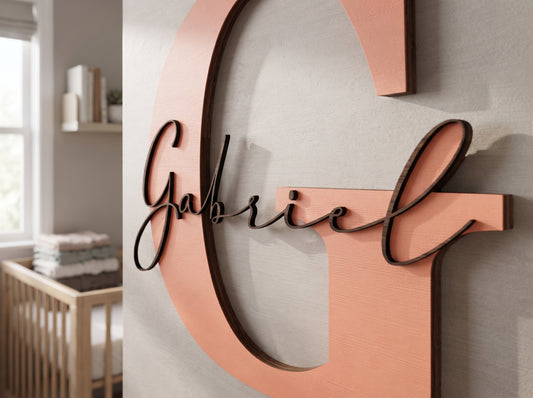 Monogram name sign with initial and script name 