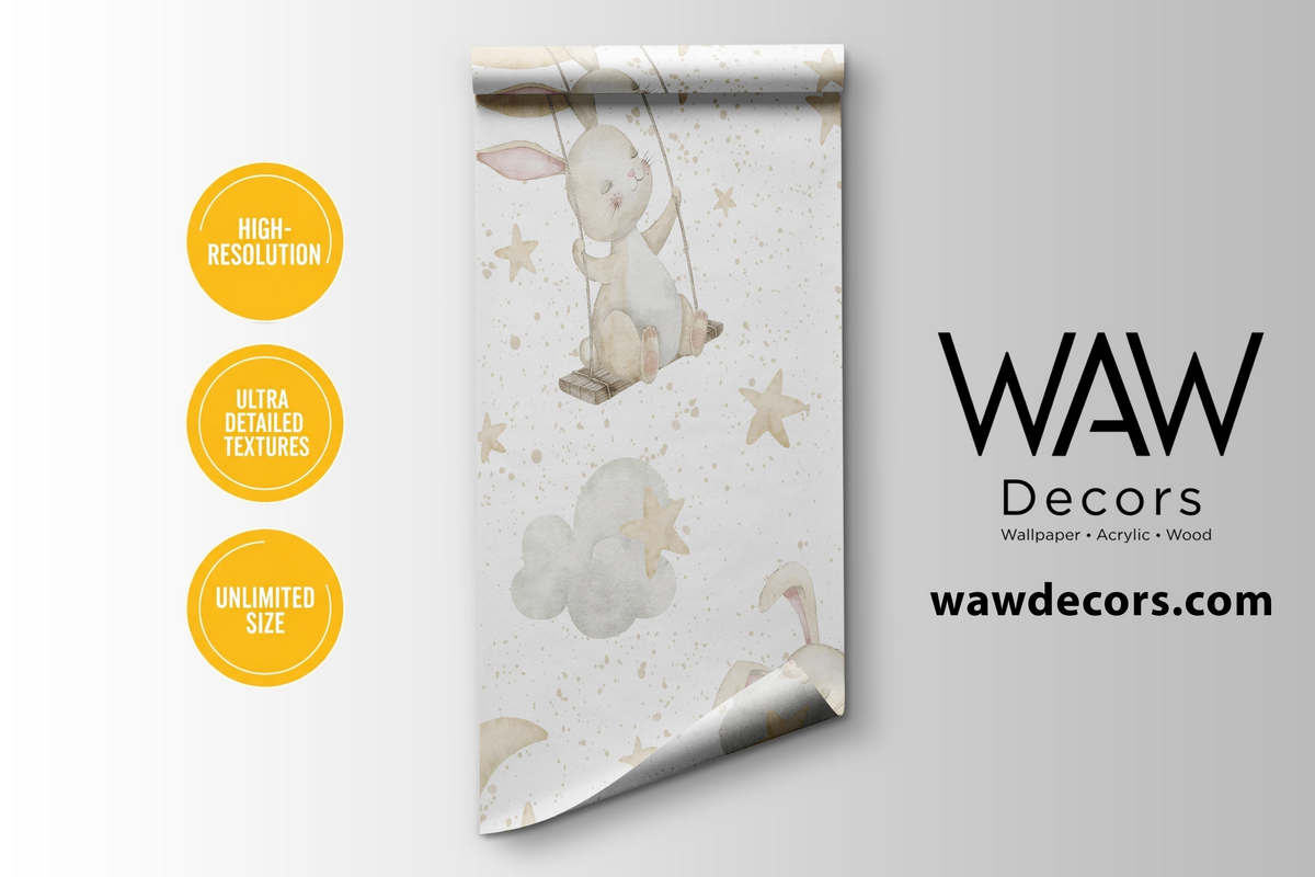 Wall size guide for custom moon and stars nursery wallpaper