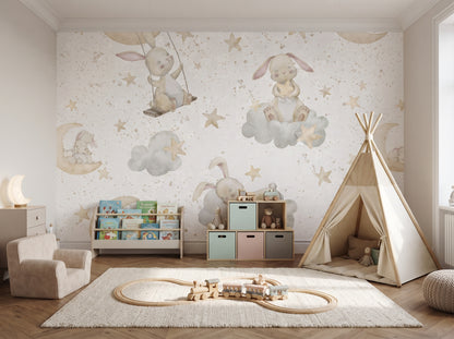 Three material options for the bunny cloud wallpaper