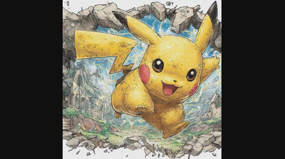 3D Pikachu Wall Sticker Nursery, Anime Vinyl Decal,  Removable Cartoon Wall Art, Anime Pikachu Wall Sticker for Kids Rooms