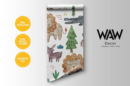  WAW Decors safari animals wallpaper roll, high-resolution print in unlimited custom sizes