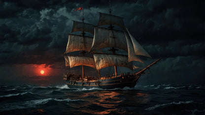 Close-up detail of the vintage sailing ship wall mural print quality