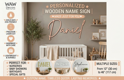 Cartel de madera personalizado con nombre